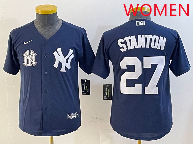 Women New York Yankees 27 Stanton Blue Game 2025 Nike MLB Jersey style 6